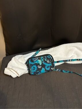 Waverly Quilted Crossbody Bag in Teal and Aqua Paisley